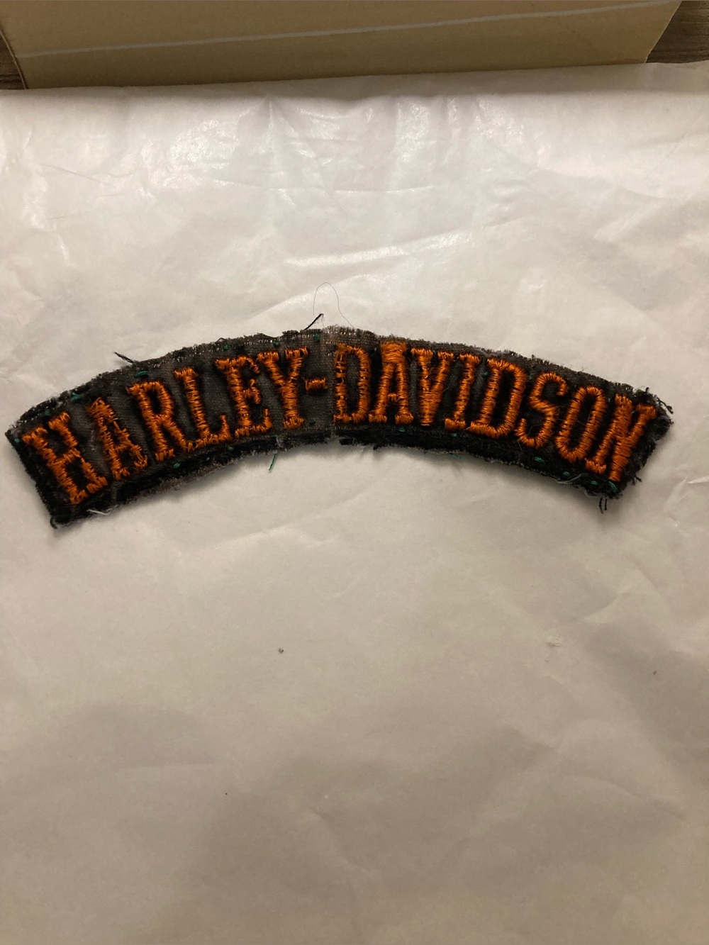 Harley-Davidson Orange on Black Curved Embroidered Vintage Patch